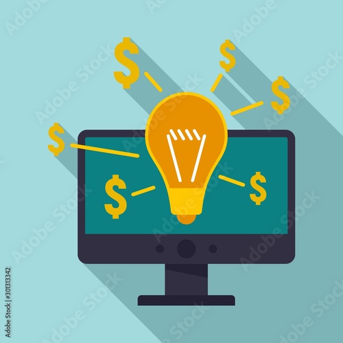 Pc crowdfunding icon. Flat illustration of pc crowdfunding vector icon for web design