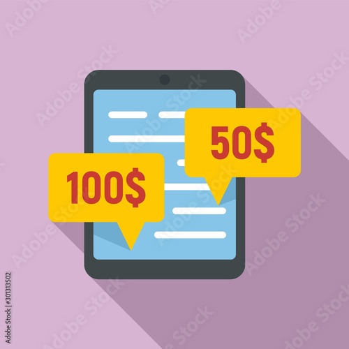 Online tablet crowdfunding icon. Flat illustration of online tablet crowdfunding vector icon for web design