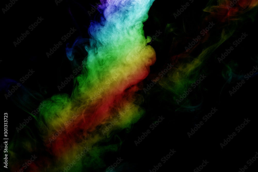 Abstract smoke isolated on black background,Rainbow powder Abstract smoke isolated on black background,Rainbow powder