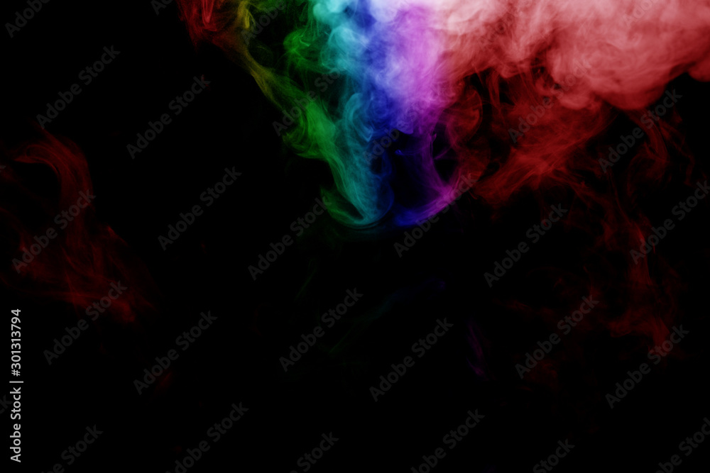 Abstract smoke isolated on black background,Rainbow powder Abstract smoke isolated on black background,Rainbow powder
