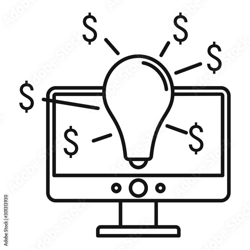 Pc crowdfunding icon. Outline pc crowdfunding vector icon for web design isolated on white background