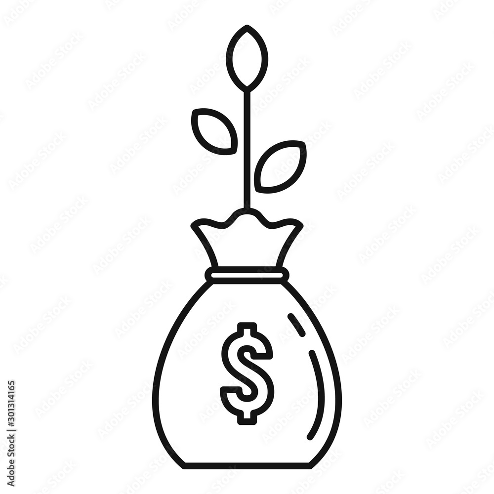 Plant money bag icon. Outline plant money bag vector icon for web design isolated on white background Plant money bag icon. Outline plant money bag vector icon for web design isolated on white background