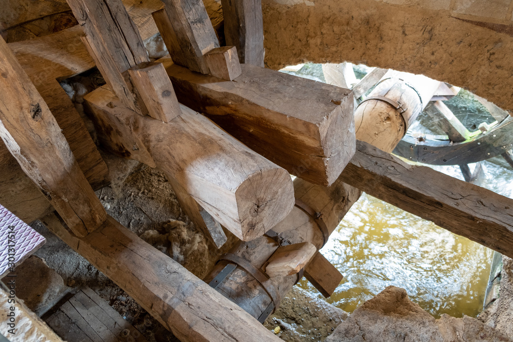 old wooden machinery of a flour mill old wooden machinery of a flour mill