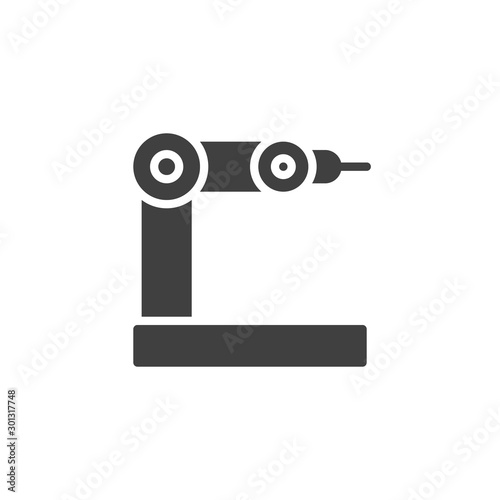 Robotic welding arm vector icon. filled flat sign for mobile concept and web design. Laser welding machine glyph icon. Symbol, logo illustration. Vector graphics