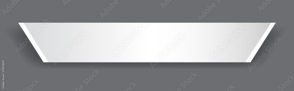 Paper strip with torn edges. Piece of ripped white paper and soft shadow for web and print.