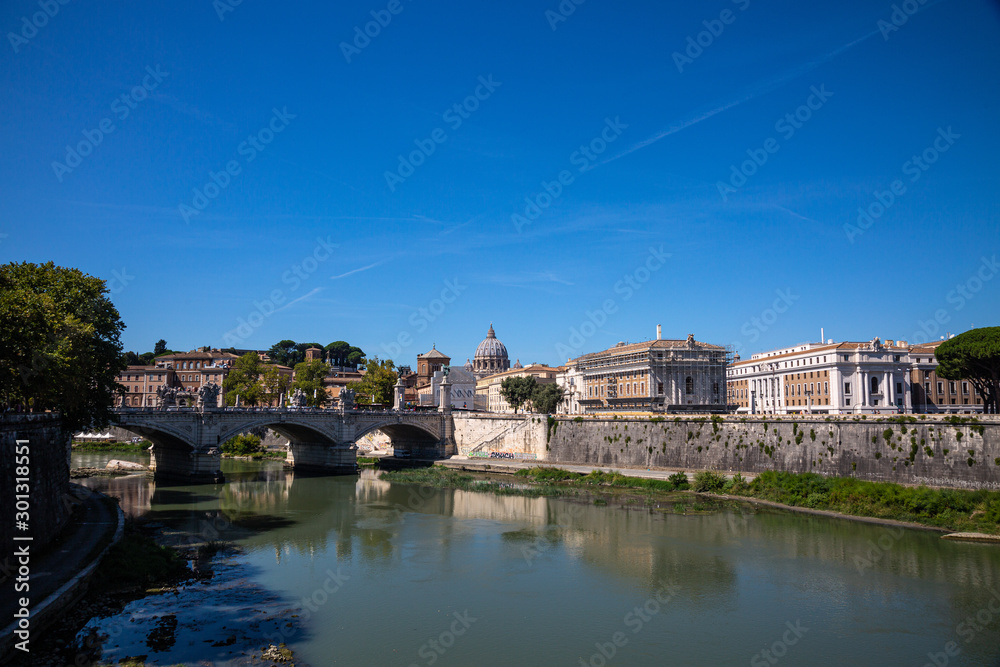 Fototapeta premium View to Saint Peter basilica from Sant'Angelo bridge