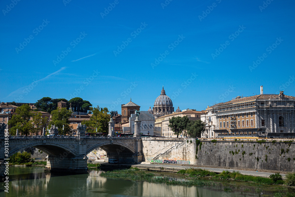 View to Saint Peter basilica from Sant'Angelo bridge