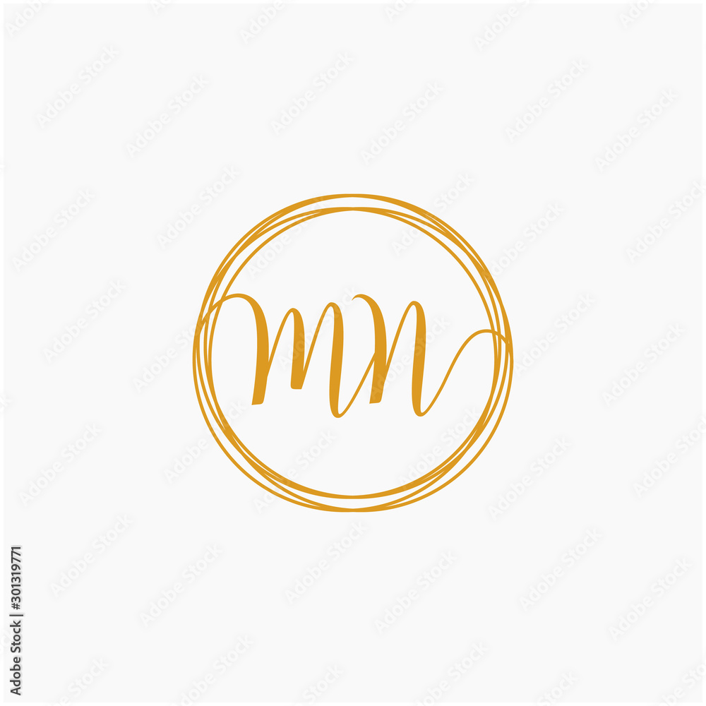 M & M Initial handwriting symbol design concept. Letter symbol