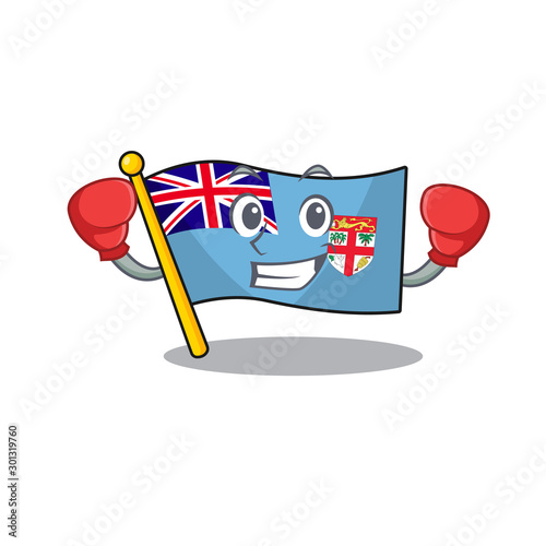 flag fiji isolated in the boxing mascot