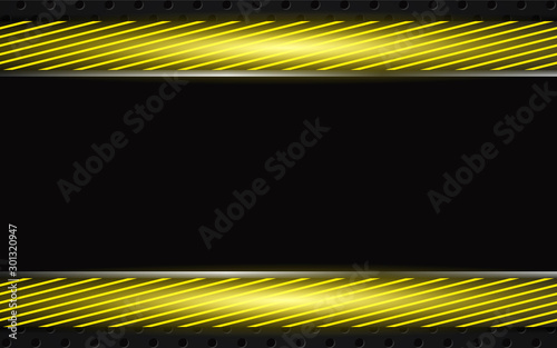 Abstract black and yellow texture metal shapes background. Bright metallic color effect concept. Vector design template for use wallpaper, banner, presentation, frame, corporate, business, advertising