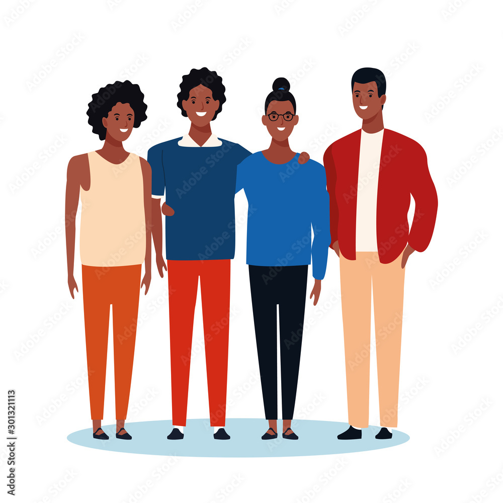 Fototapeta premium cartoon afro friends standing, colorful design