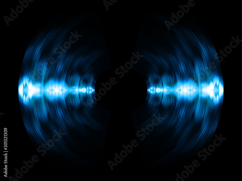 Sound waves oscillating dark blue light