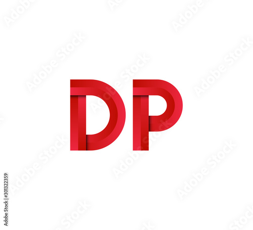 Initial two letter red 3D logo vector DP