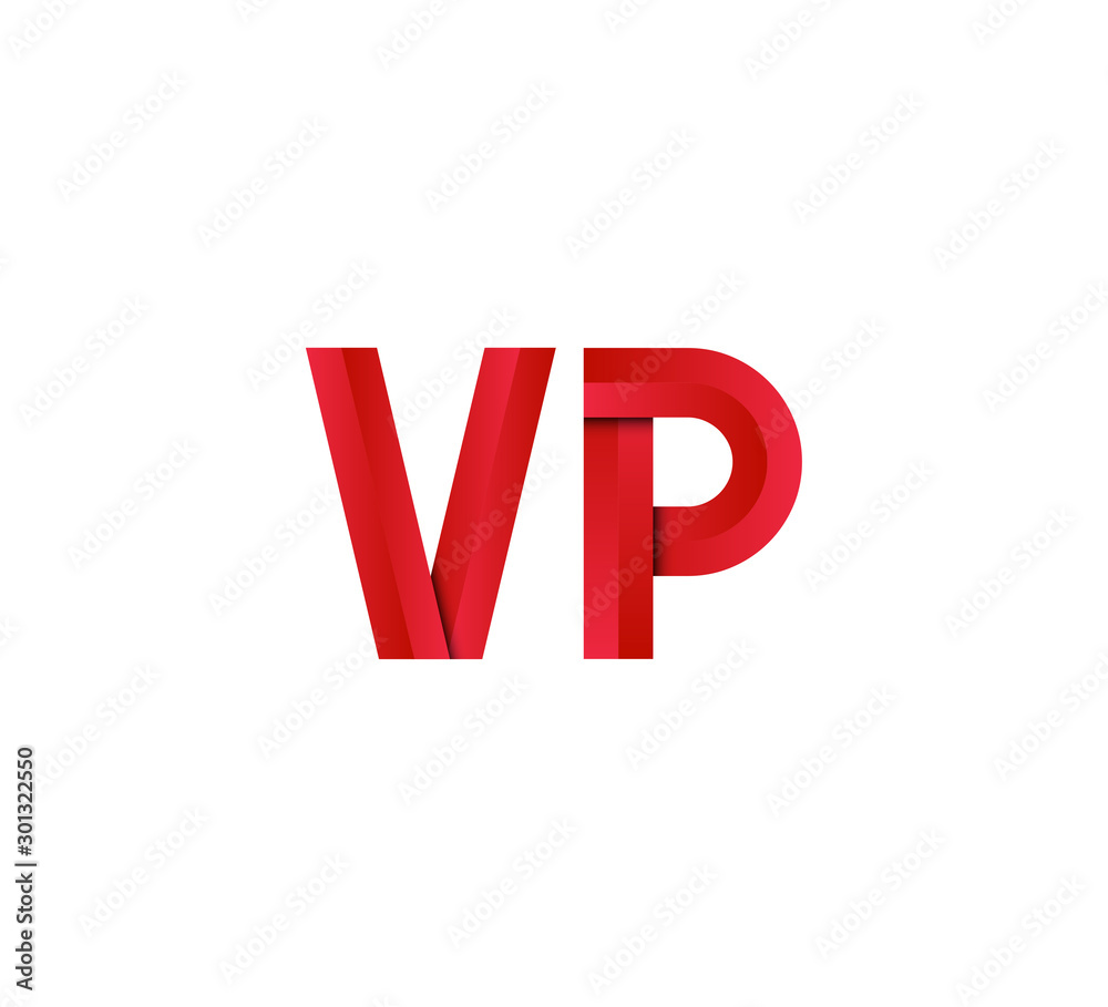 Initial two letter red 3D logo vector VP Initial two letter red 3D logo vector VP