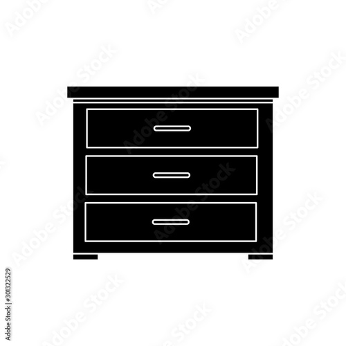 silhouette of wooden drawer furniture isolated icon vector illustration design