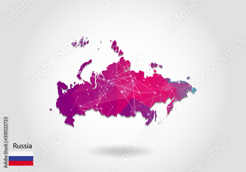 Obraz na plátně Vector polygonal Russia map
