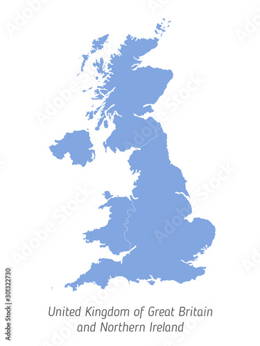 Photo High detailed vector map - United Kingdom of Great Britain and Northern Ireland