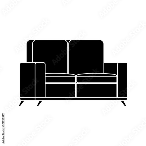 silhouette of furniture comfortable sofa isolated icon vector illustration design