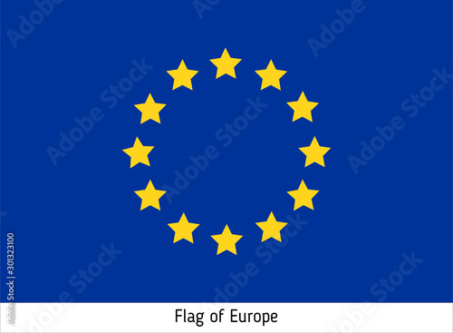 Vector Flag of Europe. Twelve yellow stars on a blue background. European Union Symbol