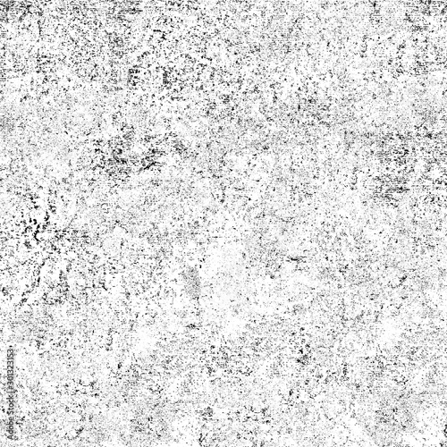 Grunge background black and white. Pattern of scratches, chips, scuffs. Abstract monochrome worn texture. Old dirty surface. Vintage vector clipart