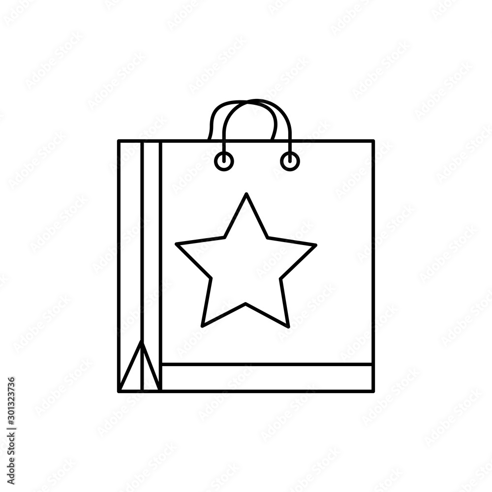 bag shopping with star line style icon vector illustration design bag shopping with star line style icon vector illustration design