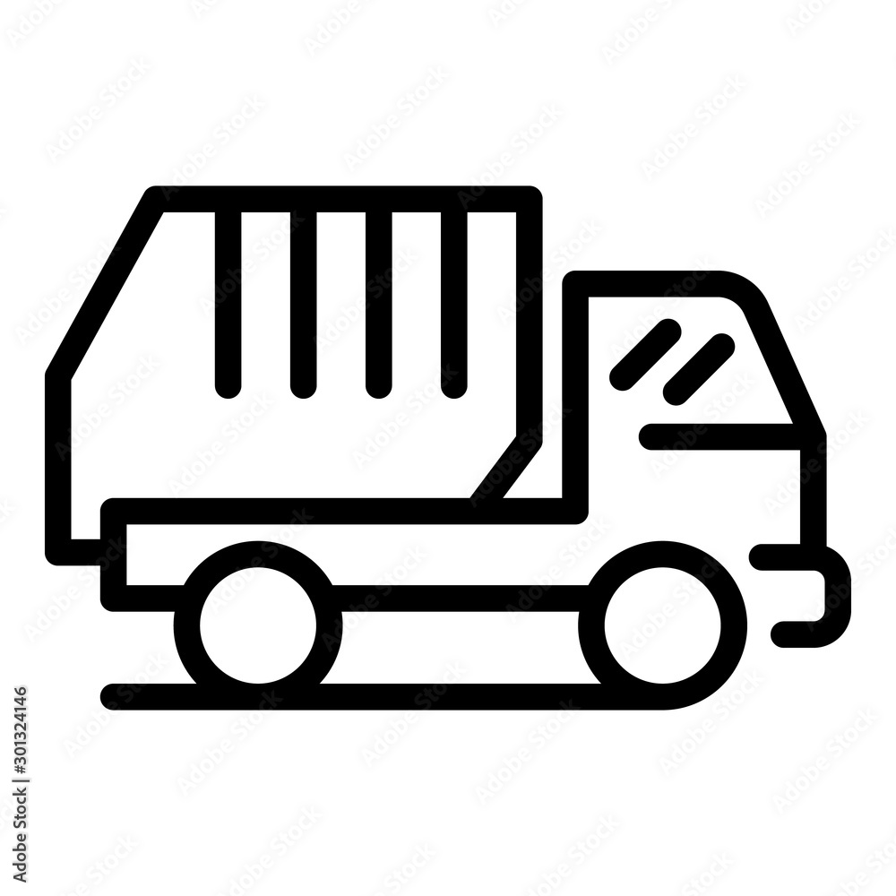 Garbage truck icon. Outline garbage truck vector icon for web design