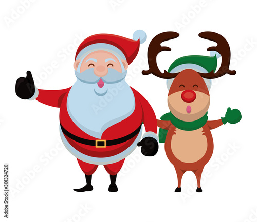 merry christmas santa claus and reindeer