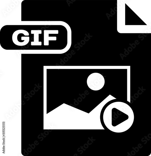 Black GIF file document. Download gif button icon isolated on white background. GIF file symbol. Vector Illustration