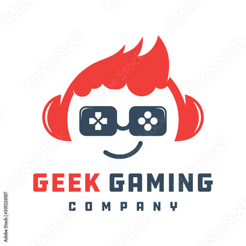 Geek Gaming Logo design vector