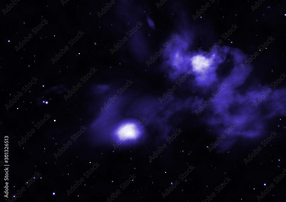 Obraz premium Being shone nebula and star field. 3D rendering
