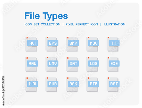 Files Types Icons Set. UI Pixel Perfect Well-crafted Vector Thin Line Icons. The illustrations are a vector.