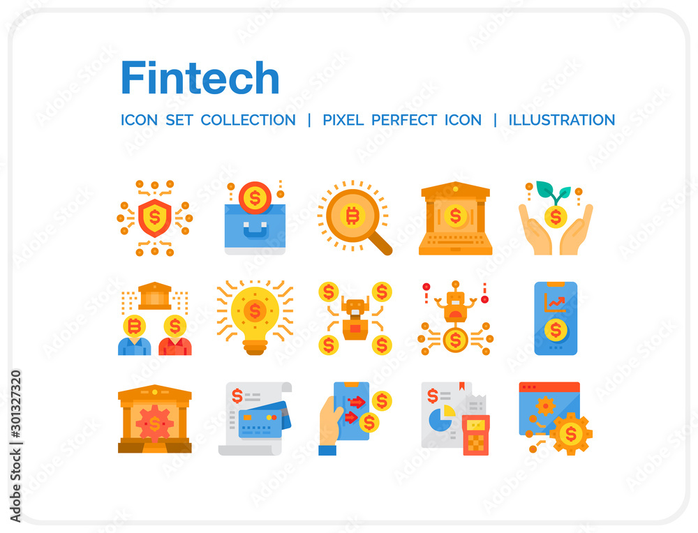 Fintech Icons Set. UI Pixel Perfect Well-crafted Vector Thin Line Icons. The illustrations are a vector.