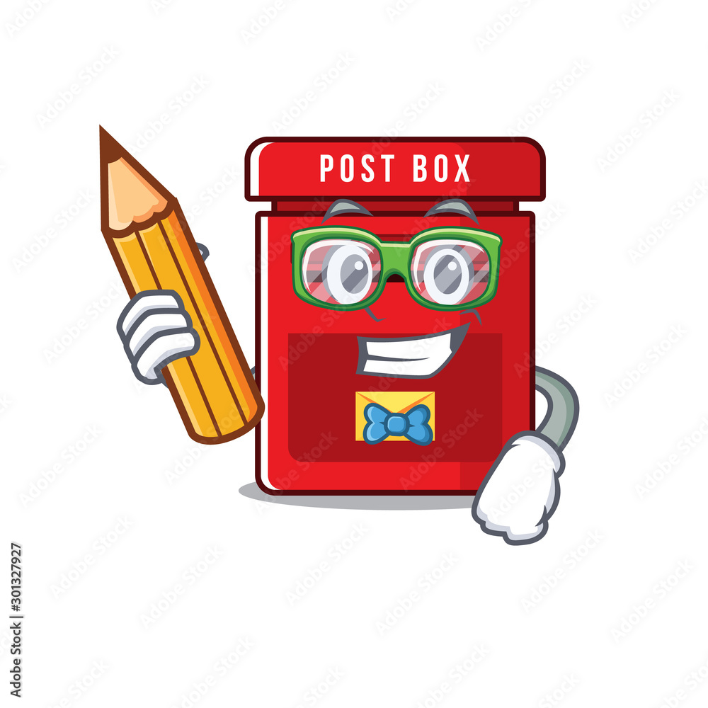 mailbox clings student holding pencil to cute cartoon wall Stock Vector |  Adobe Stock