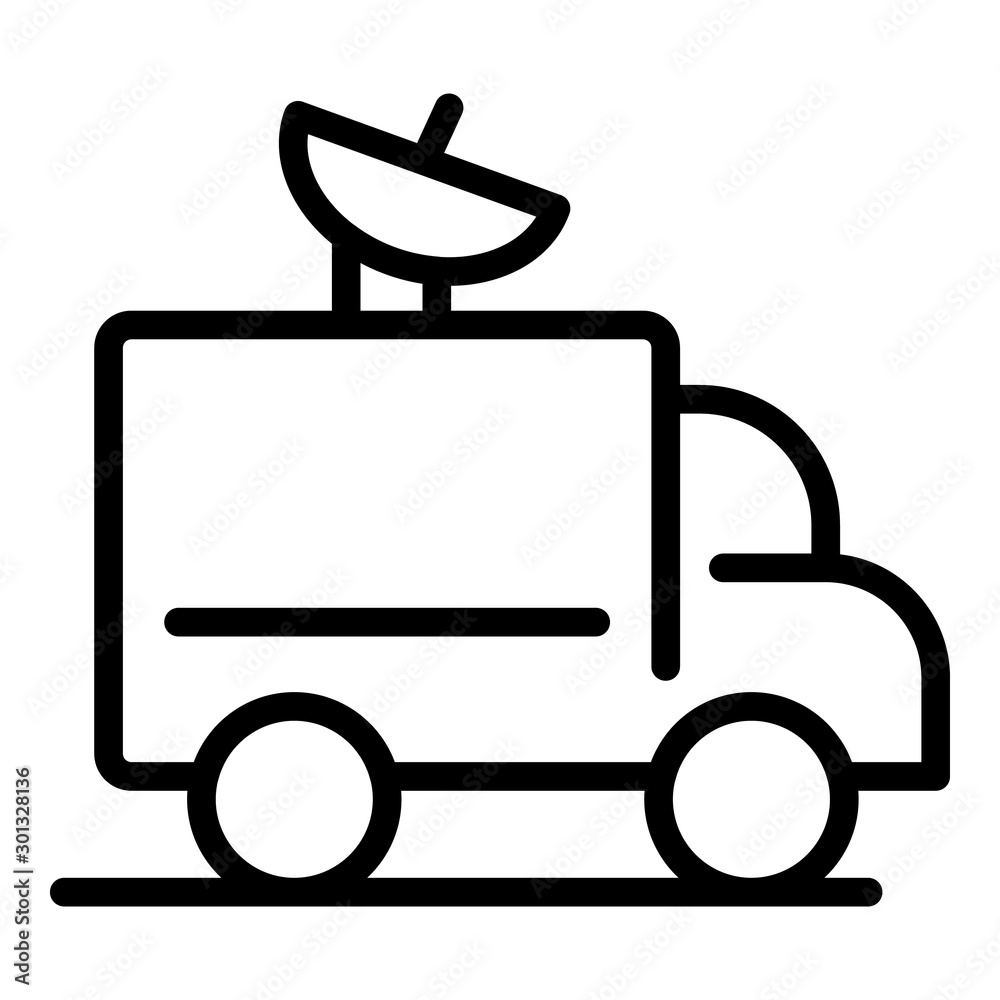 Satellite truck icon. Outline satellite truck vector icon for web