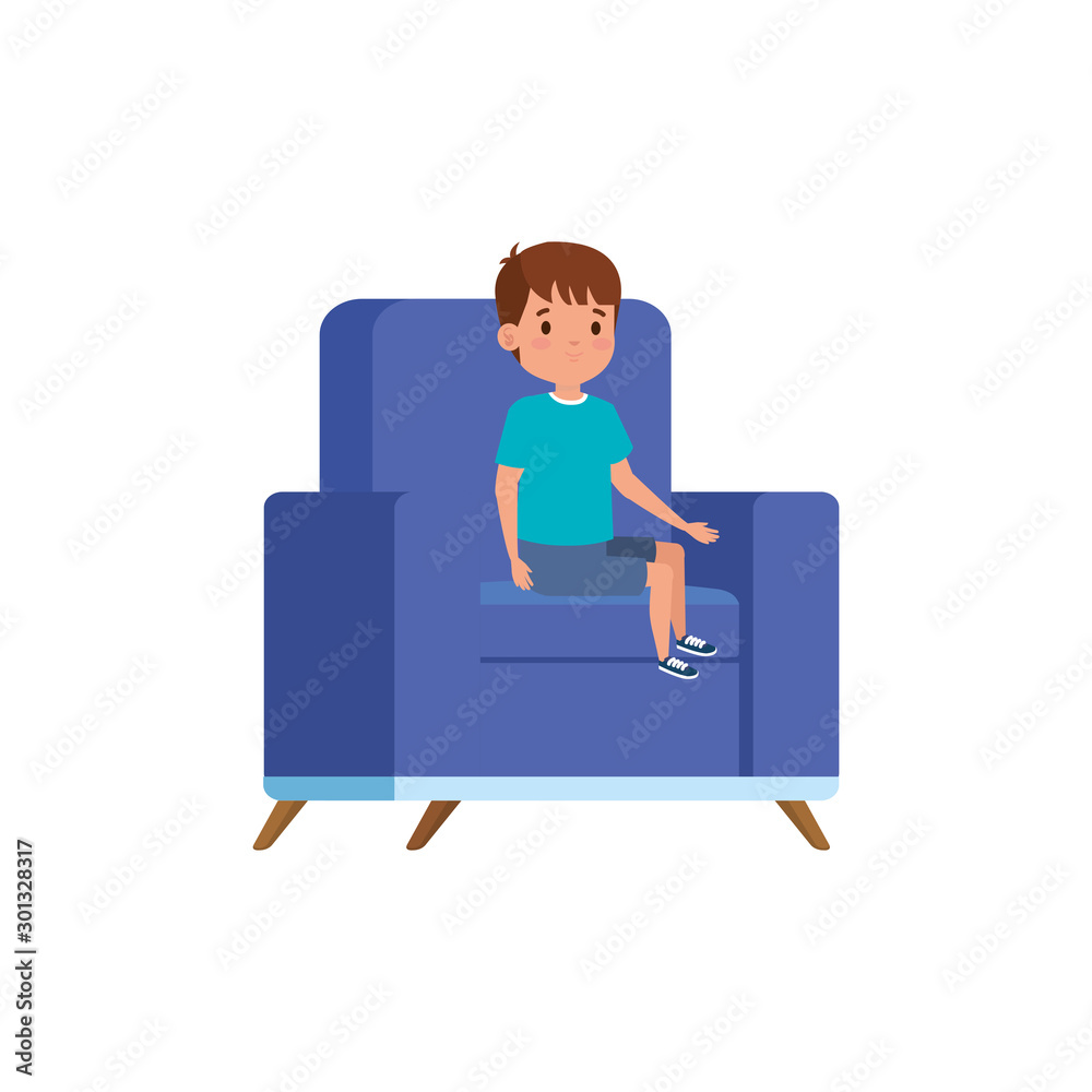 cute little boy sitting in sofa vector illustration design cute little boy sitting in sofa vector illustration design