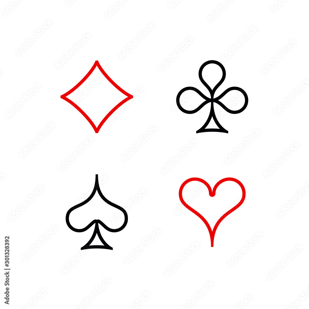 Vecteur Stock Set diamonds clovers hearts spades Four Playing card