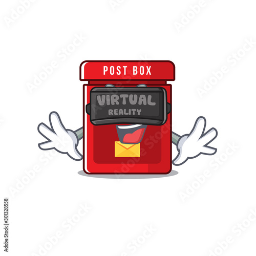 vector mailbox with a the virtual reality mascot