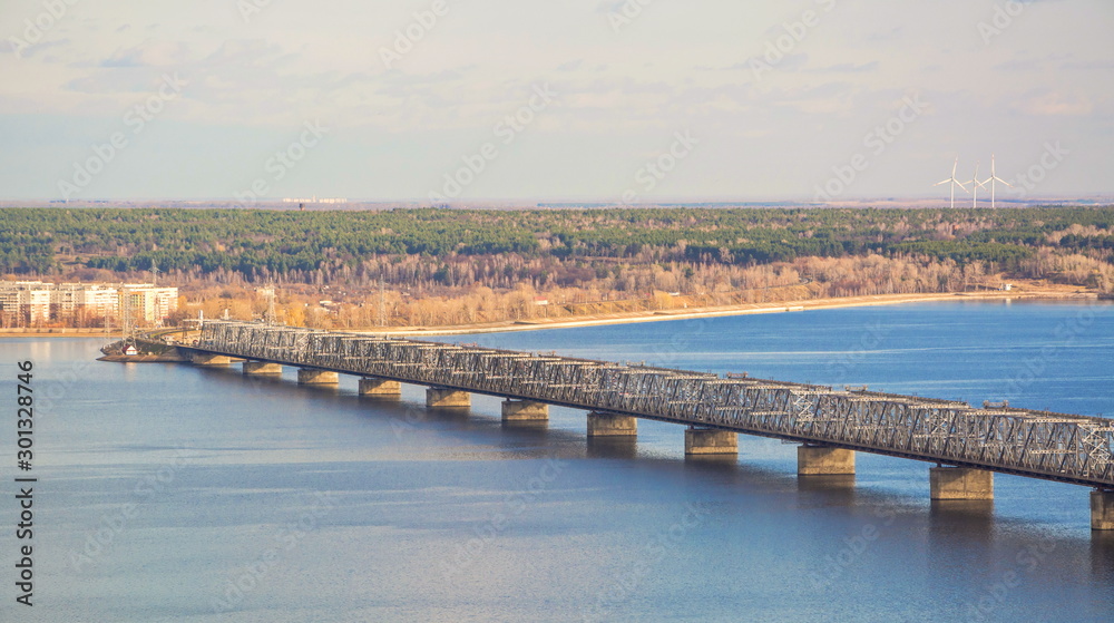 The imperial bridge over  Volga River in  city of Ulyanovsk