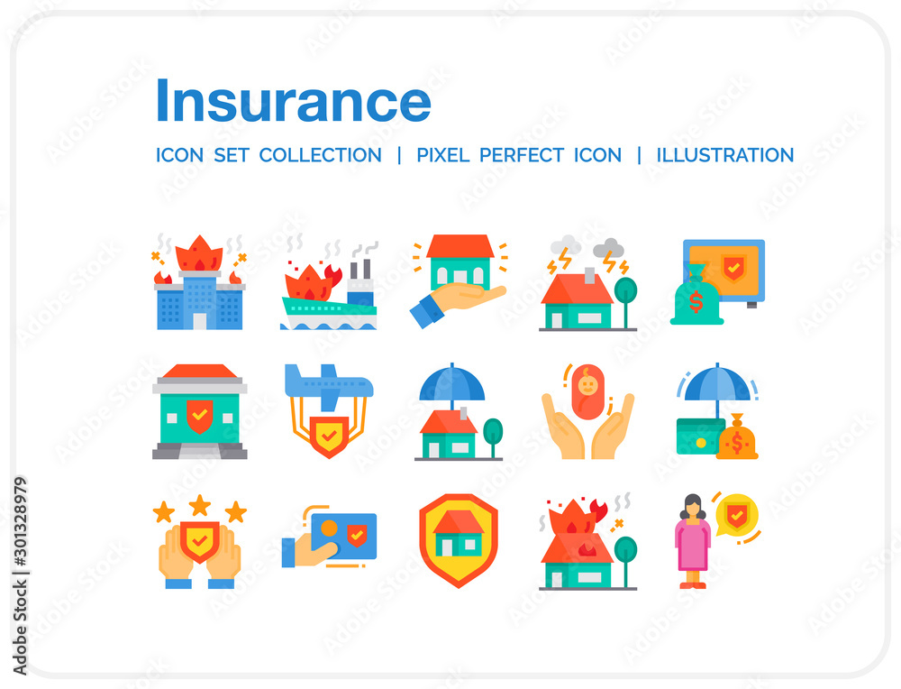 Insurance Icons Set. UI Pixel Perfect Well-crafted Vector Thin Line Icons. The illustrations are a vector.
