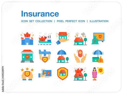 Insurance Icons Set. UI Pixel Perfect Well-crafted Vector Thin Line Icons. The illustrations are a vector.