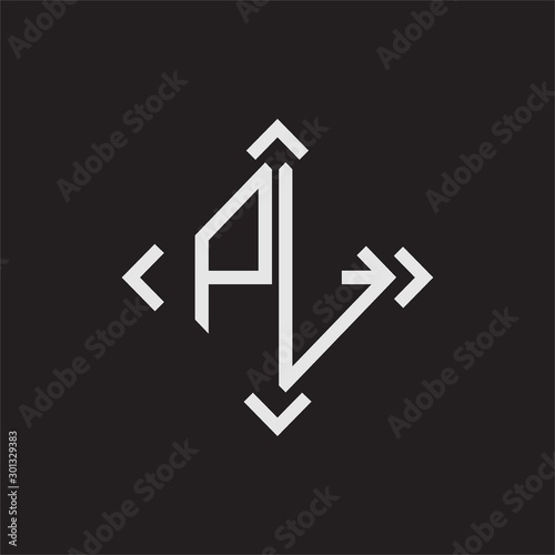 PL Logo Abstrac letter Monogram with Arrow in every side isolated