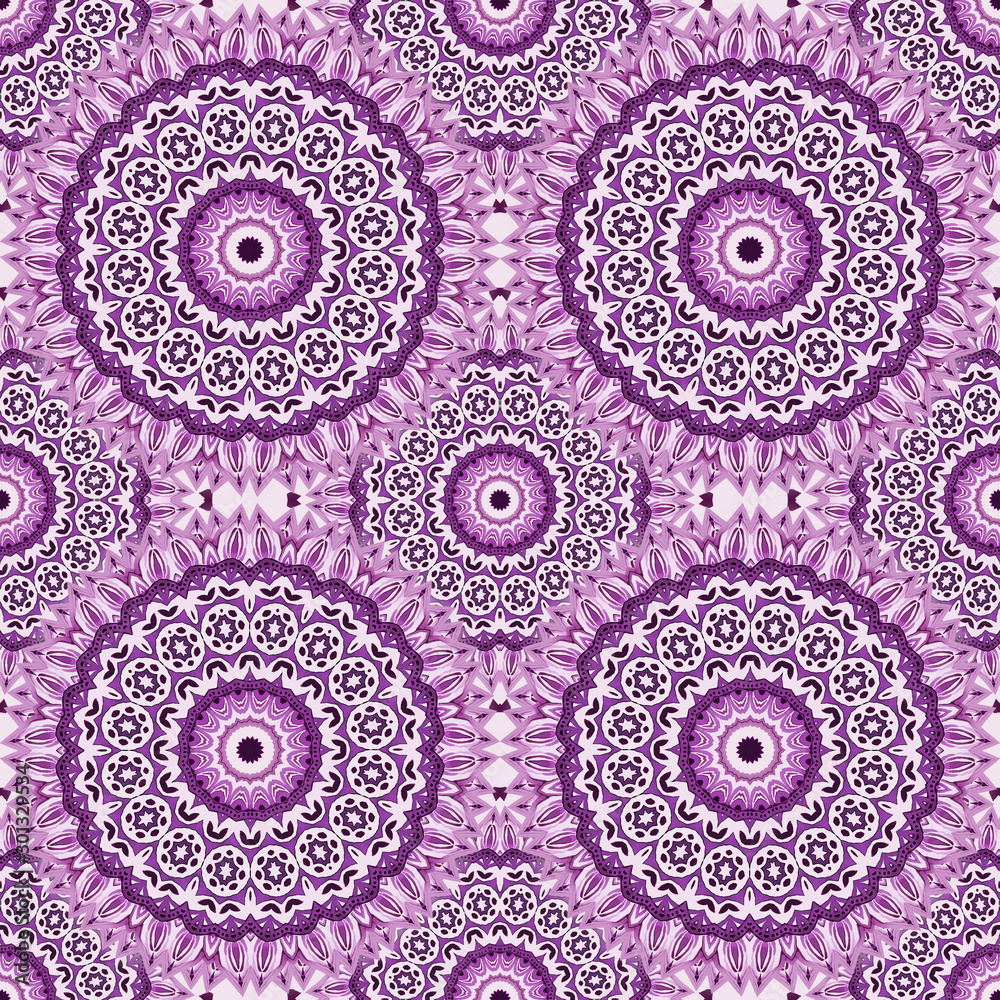 Obraz premium Pink Purple Seamless Circle Ornament Pattern