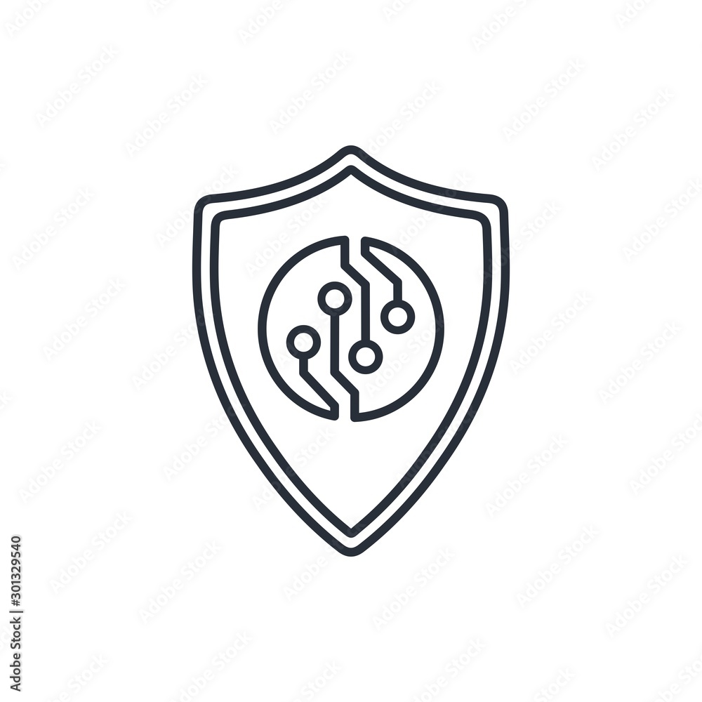 Electronic security technology. Vector linear icon on a white background. Electronic security technology. Vector linear icon on a white background.