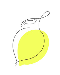 Fototapete Eine Linie Zitrone Linienzeichnung minimalistisches Design  © Mariya Fedorova