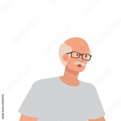 old man with eyeglasses avatar character vector illustration design