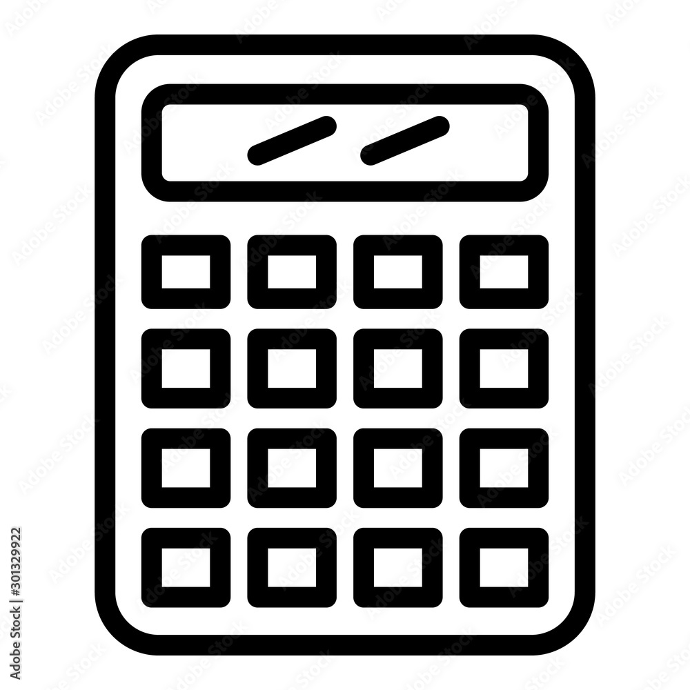 Calculator icon. Outline calculator vector icon for web design isolated on white background Calculator icon. Outline calculator vector icon for web design isolated on white background
