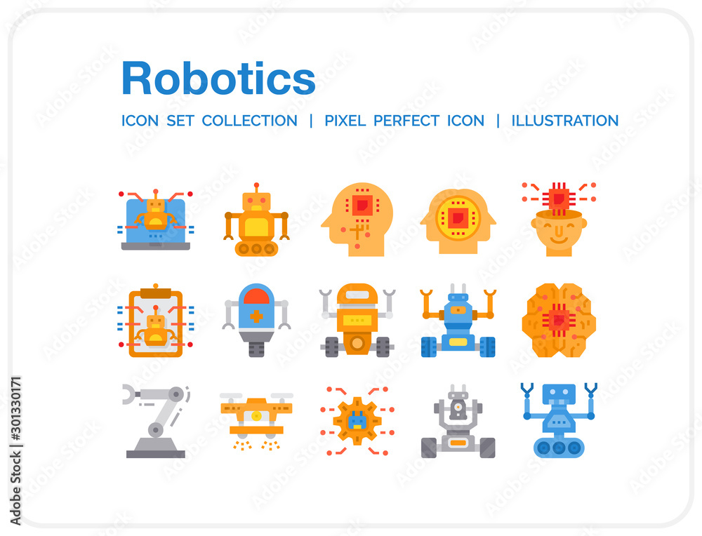 Robotics Icons Set. UI Pixel Perfect Well-crafted Vector Thin Line Icons. The illustrations are a vector.