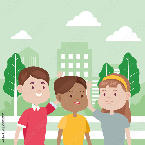 young people characters in the park
