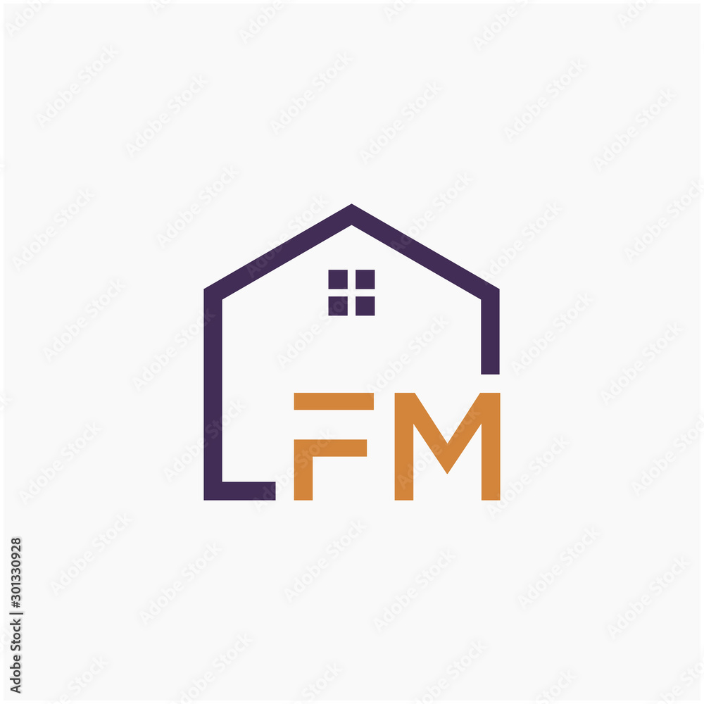 letter FM or F M Line House Real Estate Logo. home concept. Construction logo template, Home and Real Estate icon. Housing Complex Simple Vector Logo Template. - vector letter FM or F M Line House Real Estate Logo. home concept. Construction logo template, Home and Real Estate icon. Housing Complex Simple Vector Logo Template. - vector
