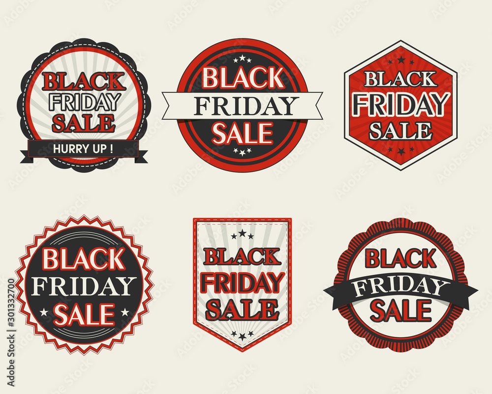 Black Friday Sale stickers collection.
